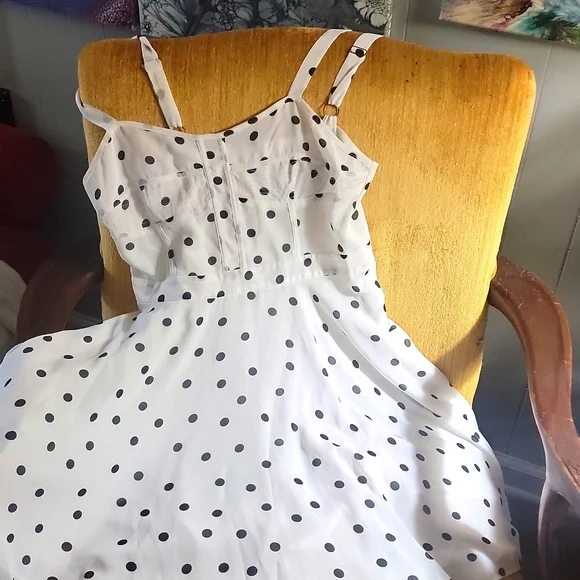 green emerald velvet dress Brown with White and Blue Polka Dot Fit n Flare Dress
